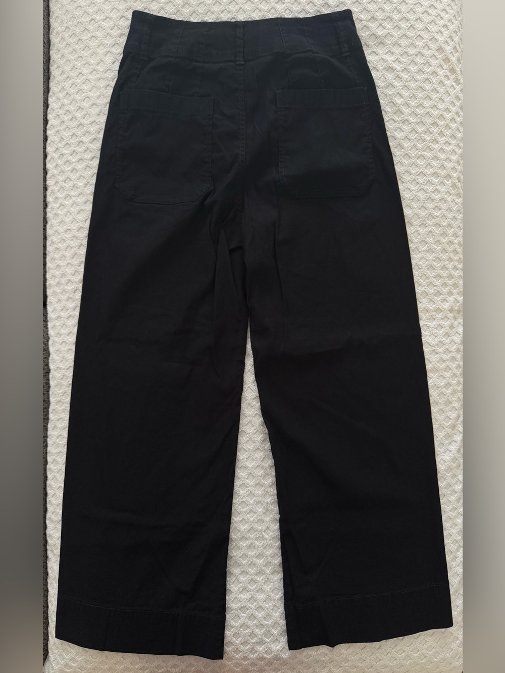 Maeve Anthropologie Colette Cropped Wide Leg Pant Black Magic Fabric Linen 28 - Picture 6 of 14
